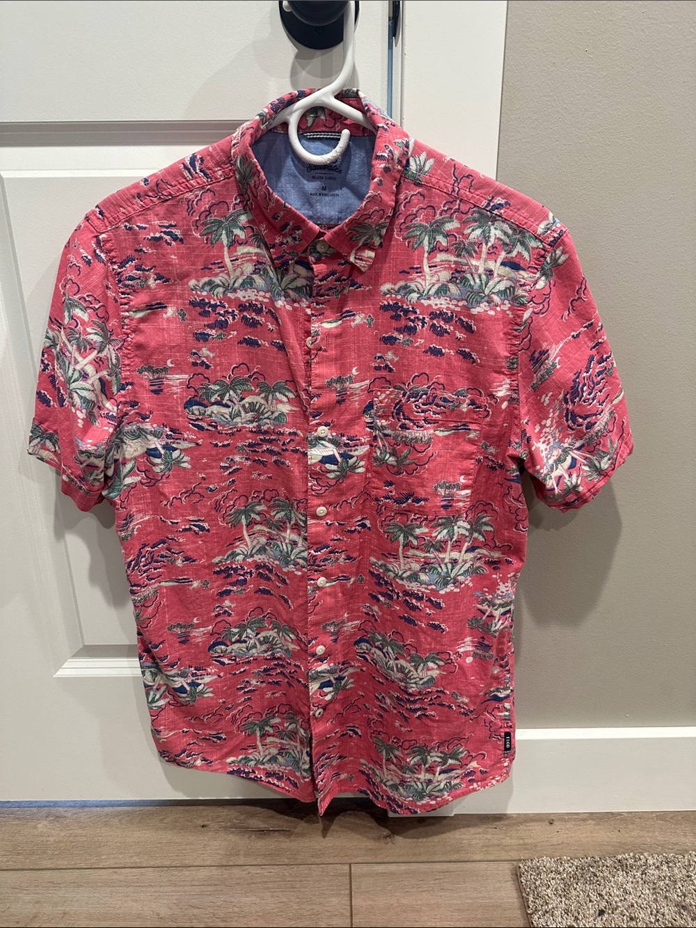 Izod Coral Tropical Print Short-Sleeve Button-Down Shirt